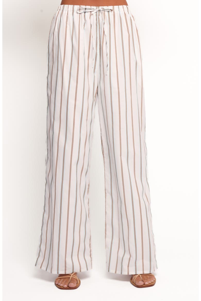 Ember Stripe Drawstring Cotton Pants, Main, color, WHITE/ BLUE BROWN STRIPE