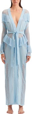 Moeva Itzel Knitted Mesh Long-Sleeve Kaftan