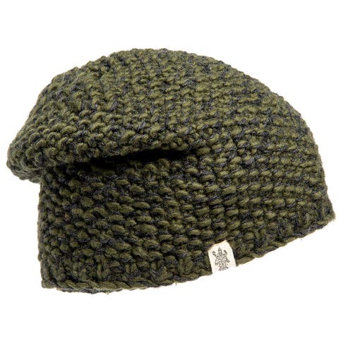 Nirvanna Designs Marich Pattern Long Pull On Cap In Olive