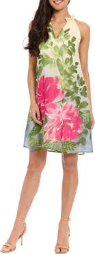 London Times Ruffle Print Shift Dress
