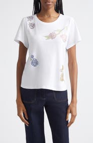 Cinq à Sept Floral Embellished T-Shirt