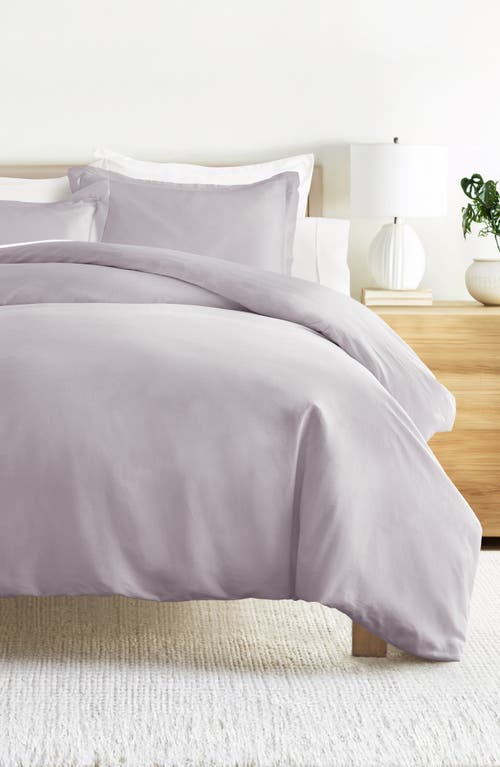 Homespun Vintage Washed Cotton Duvet Cover & Sham Set In Purple