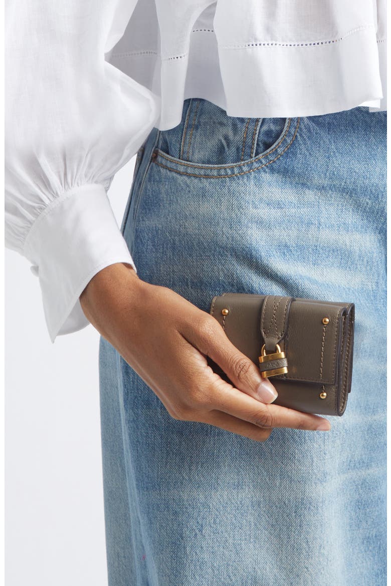 Mini Paddington Grained Leather Trifold Wallet, Alternate, color, FLANNEL GREY