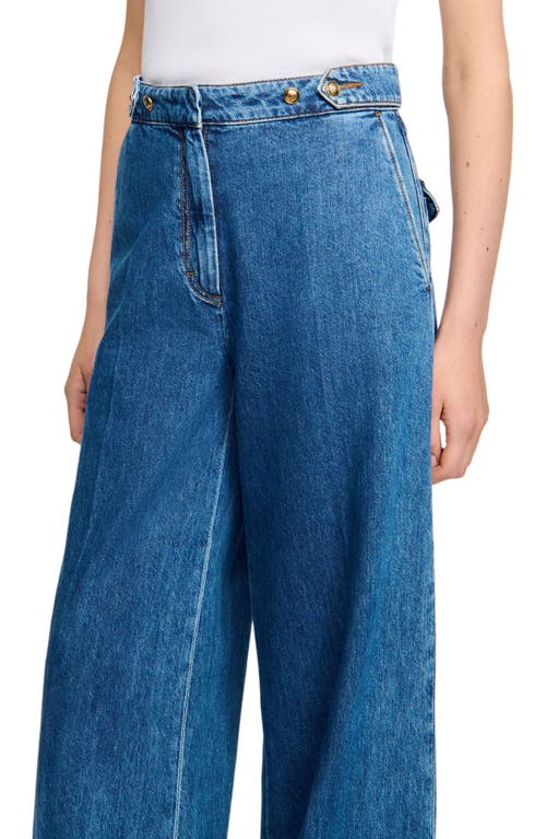 Sandro Mid-rise Wide Leg Jeans In Blue