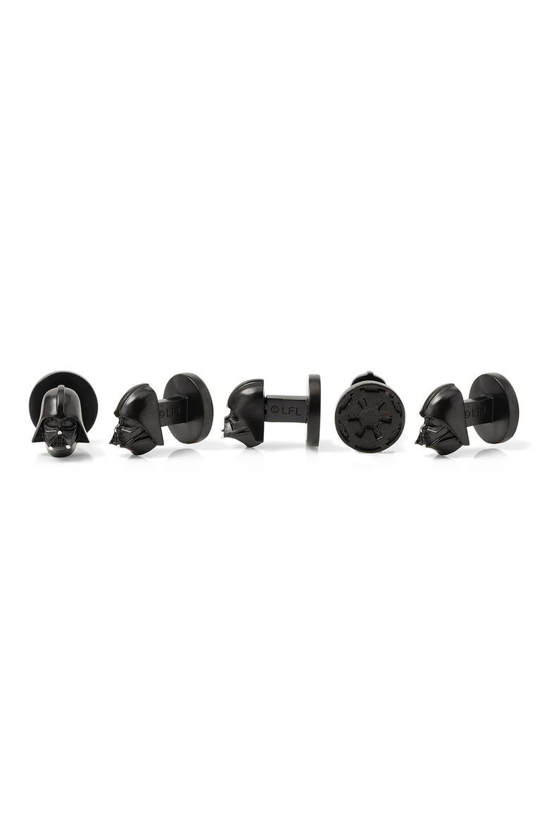 3D Darth Vader Cuff Links & Shirt Studs Set, Alternate, color, BLACK