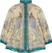 Zimmermann Indra Metallic Stripe Cotton & Silk Billow Top