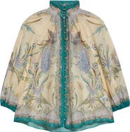 Zimmermann Indra Metallic Stripe Cotton & Silk Billow Top