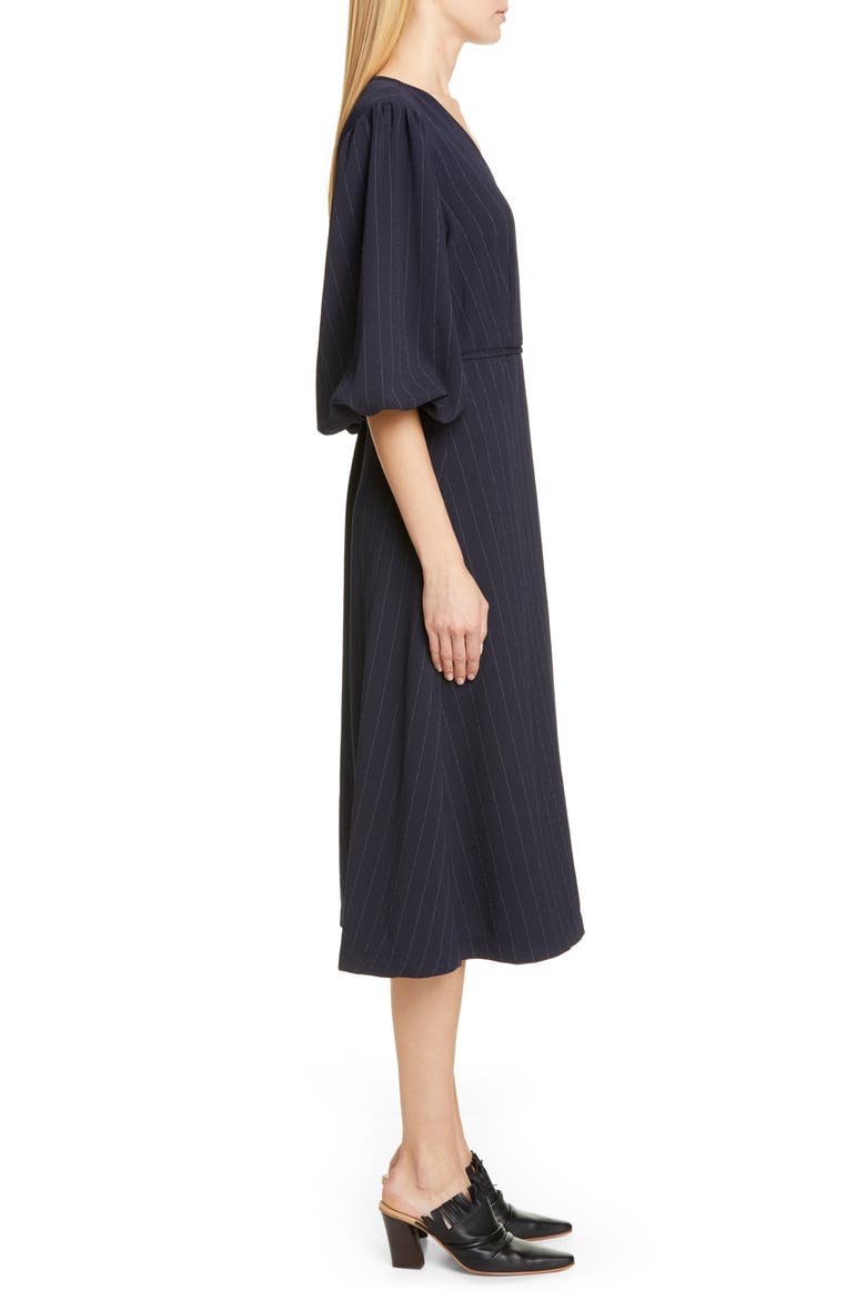Heavy Crepe Midi Wrap Dress, Alternate, color, TOTAL ECLIPSE
