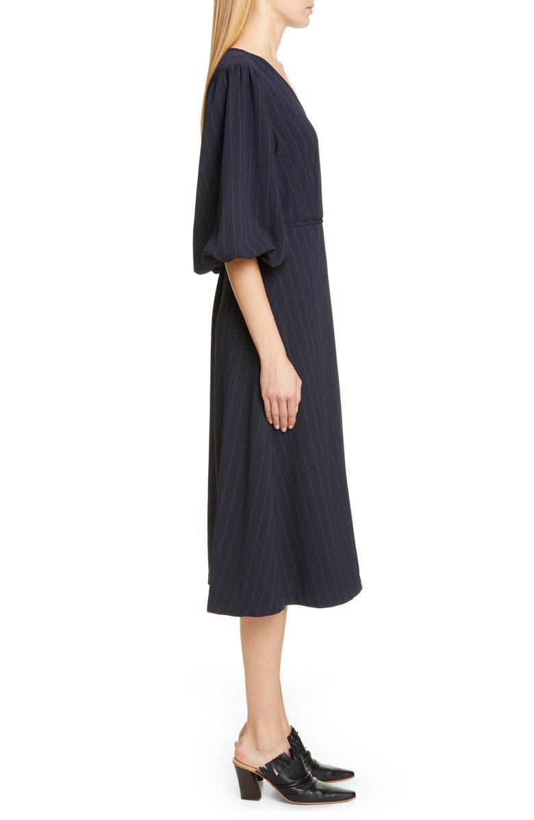 Ganni Heavy Crepe Midi Wrap Dress, Alternate, color, 
