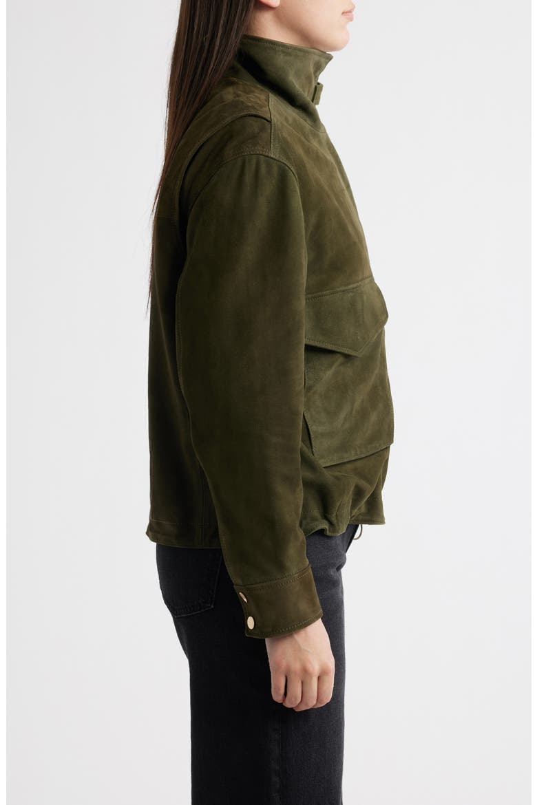 Suede Bubble Jacket, Alternate, color, OLIVE