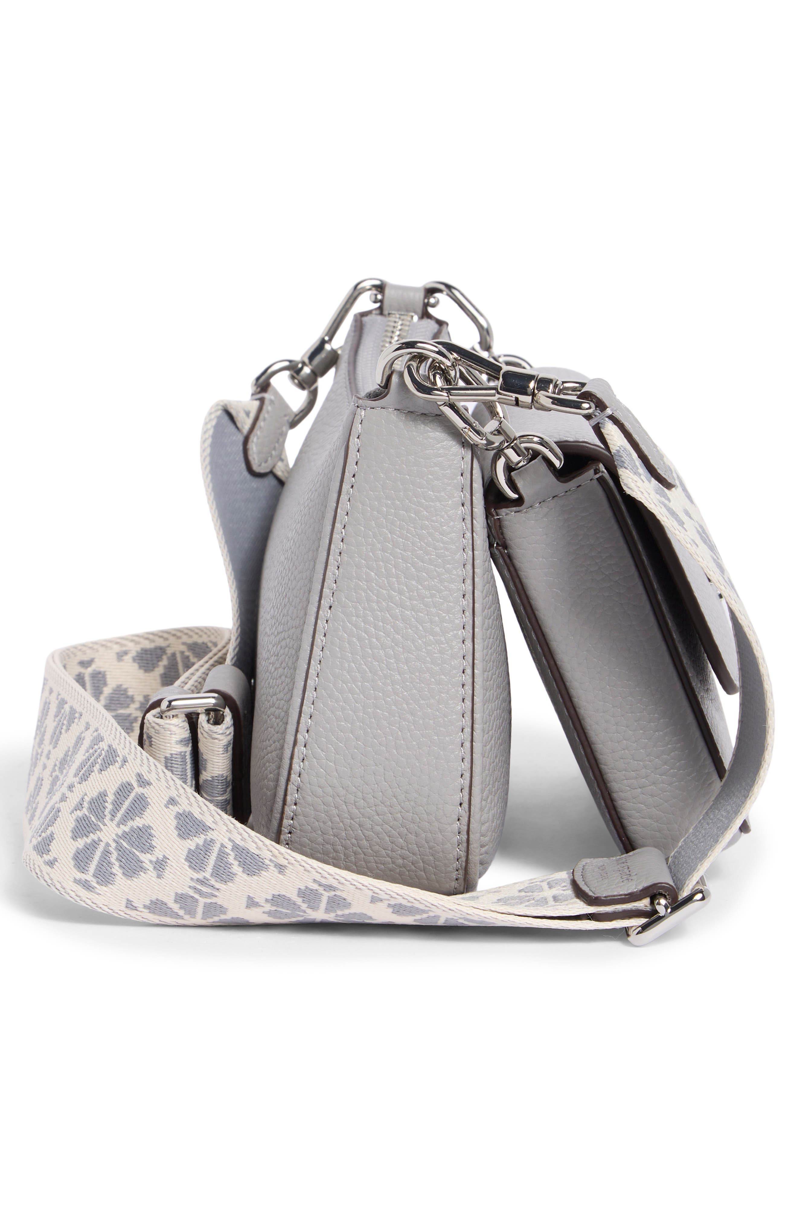 morgan double up pebbled leather crossbody bag, Alternate, color, NIMBUS GREY