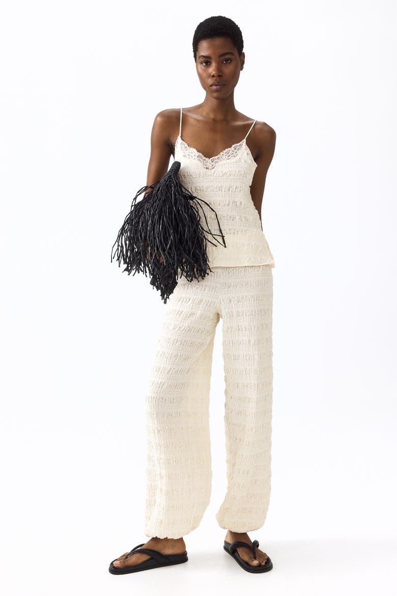 Textured Jersey Balloon Trousers, Main, color, Ivory