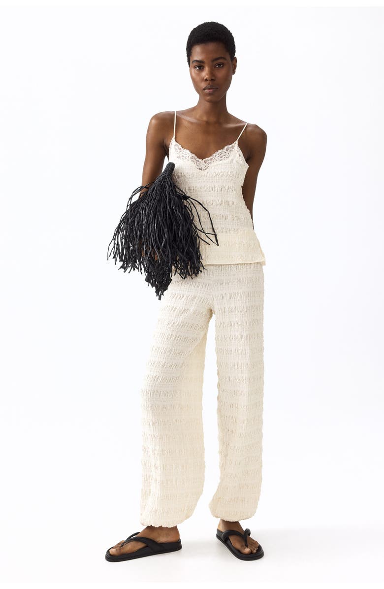 H&M Textured Jersey Balloon Trousers, Main, color, Ivory