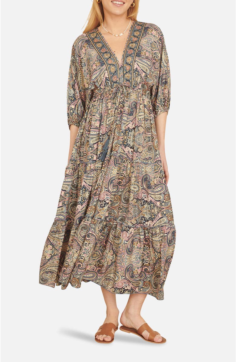 Yumi Paisley Print Midi Dress, Alternate, color, Multi