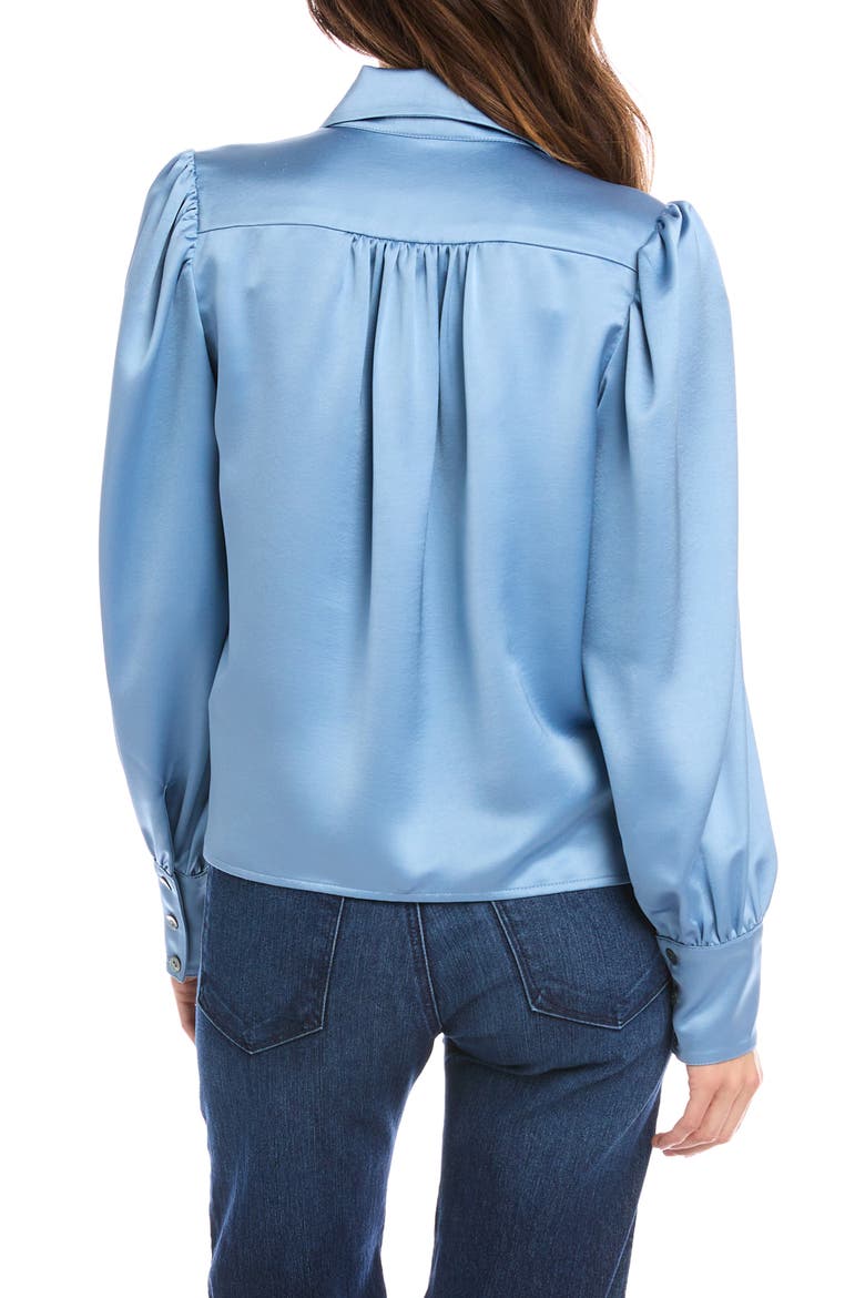 Blouson Satin Blouse, Alternate, color, DUSTY BLUE