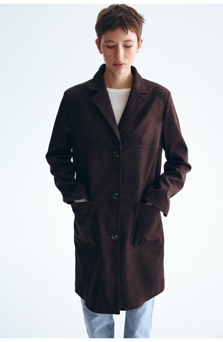 H&M Knee-length Coat, Alternate, color, Dark Brown