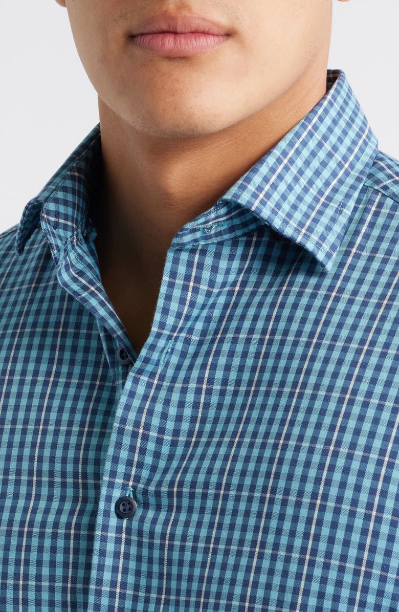 johnnie-O Kenney Check Stretch Button-Up Shirt, Alternate, color, Mahalo