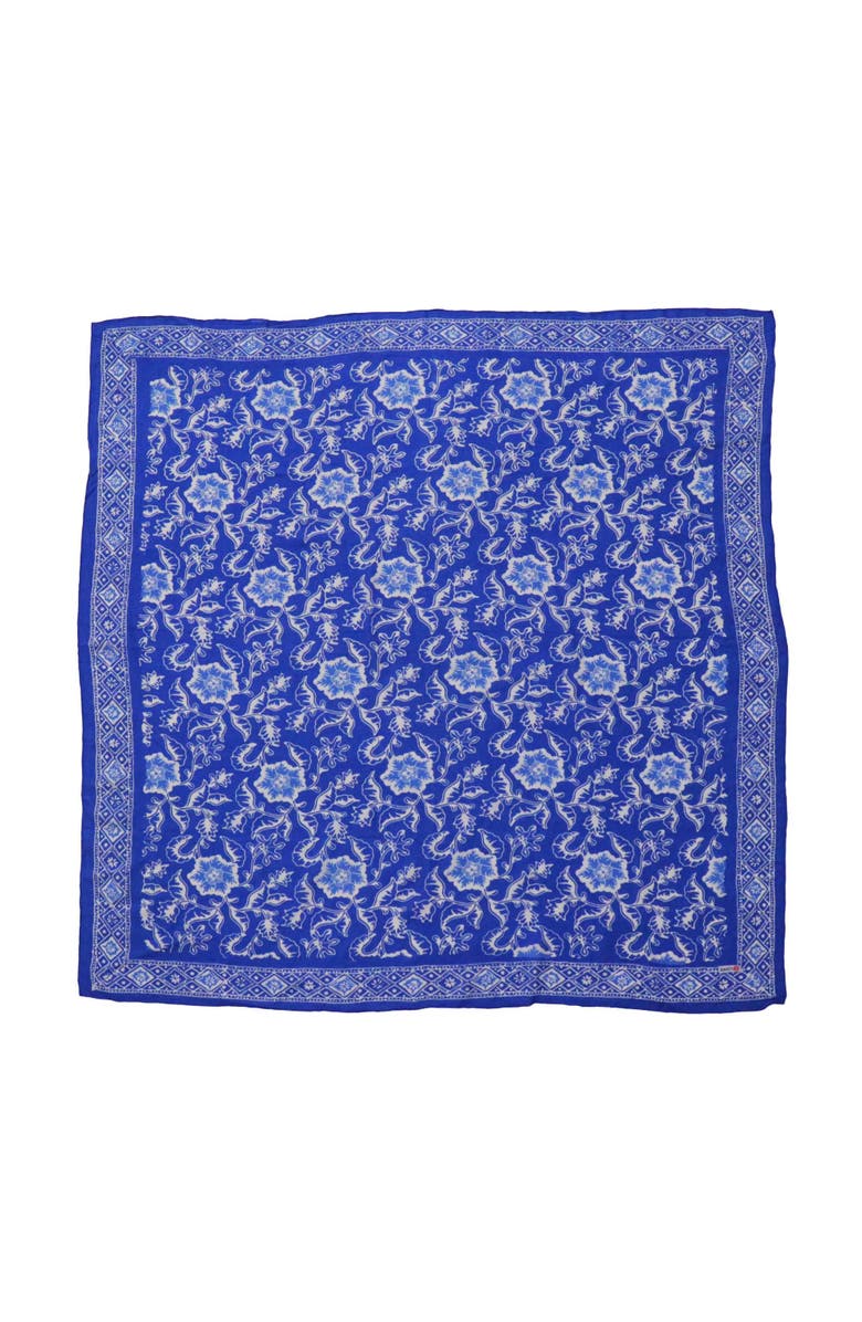 Kasih Co-op Hand Dyed Batik Bandana, Main, color, Blue Tendril