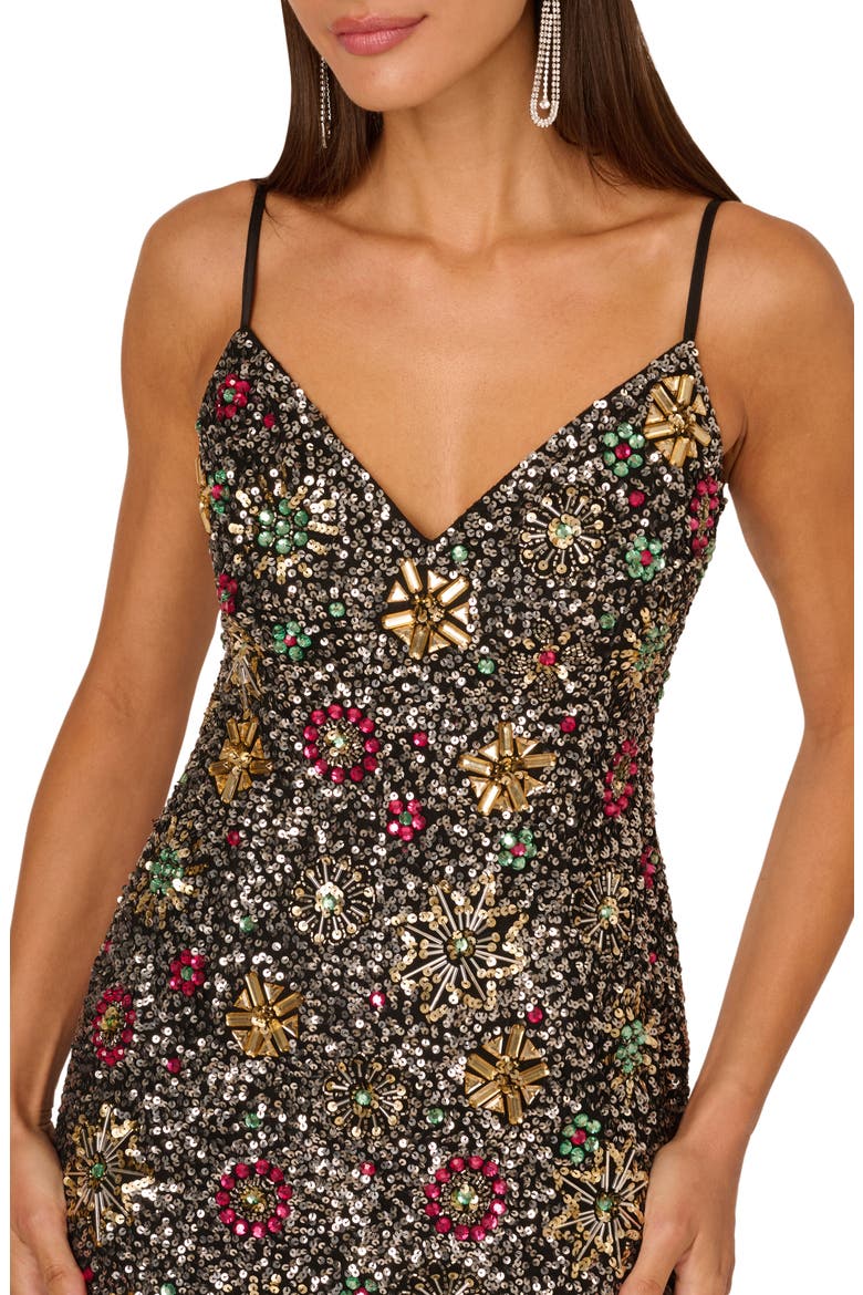 Embellished Cocktail Minidress, Alternate, color, BLACK MULTI