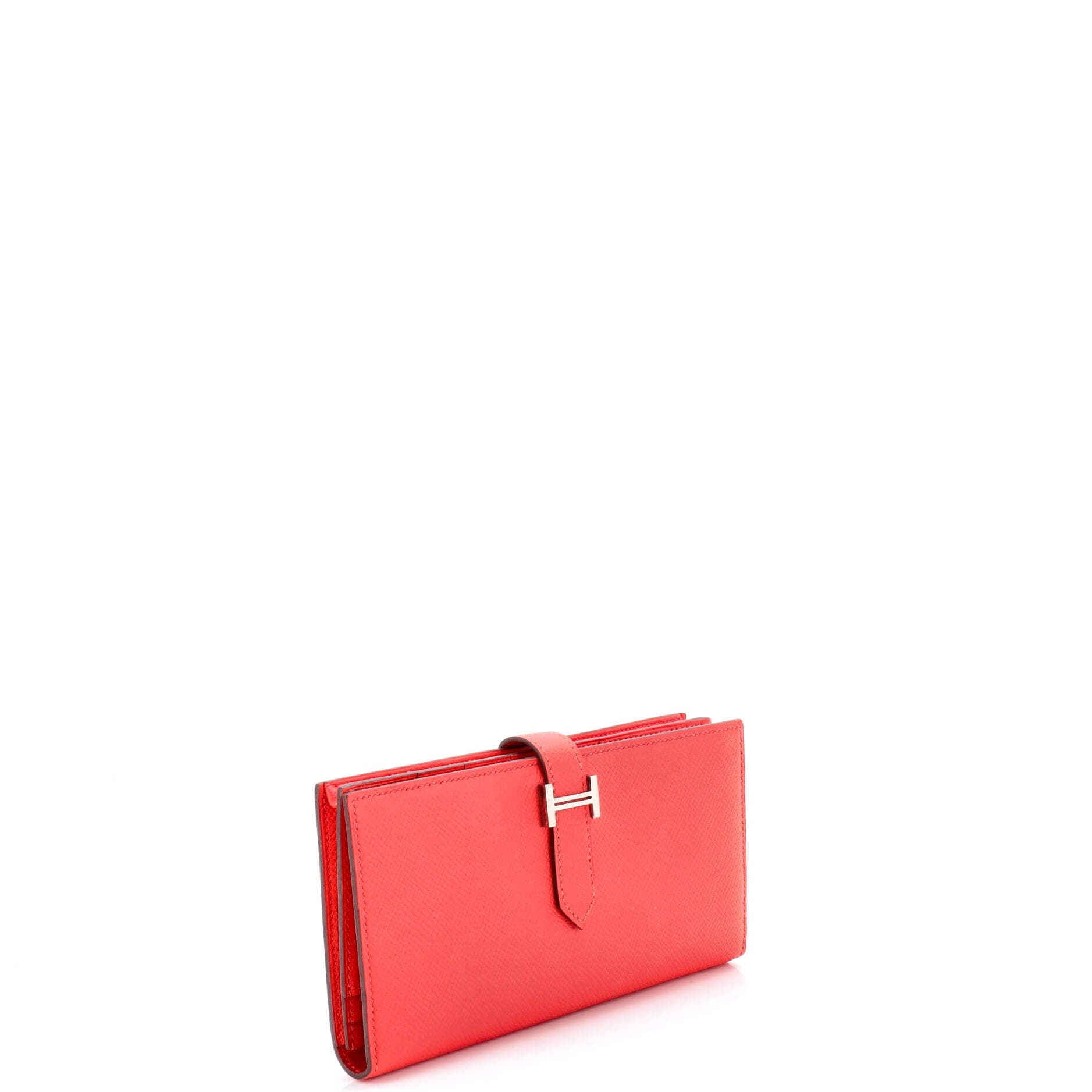 Pre-Owned Hermes Bearn Wallet Epsom Long, Alternate, color, Rouge Pivoine