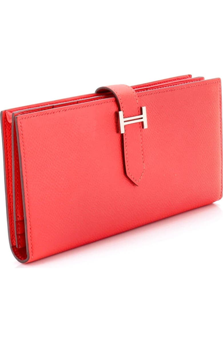 Pre-Owned Hermes Bearn Wallet Epsom Long, Alternate, color, Rouge Pivoine