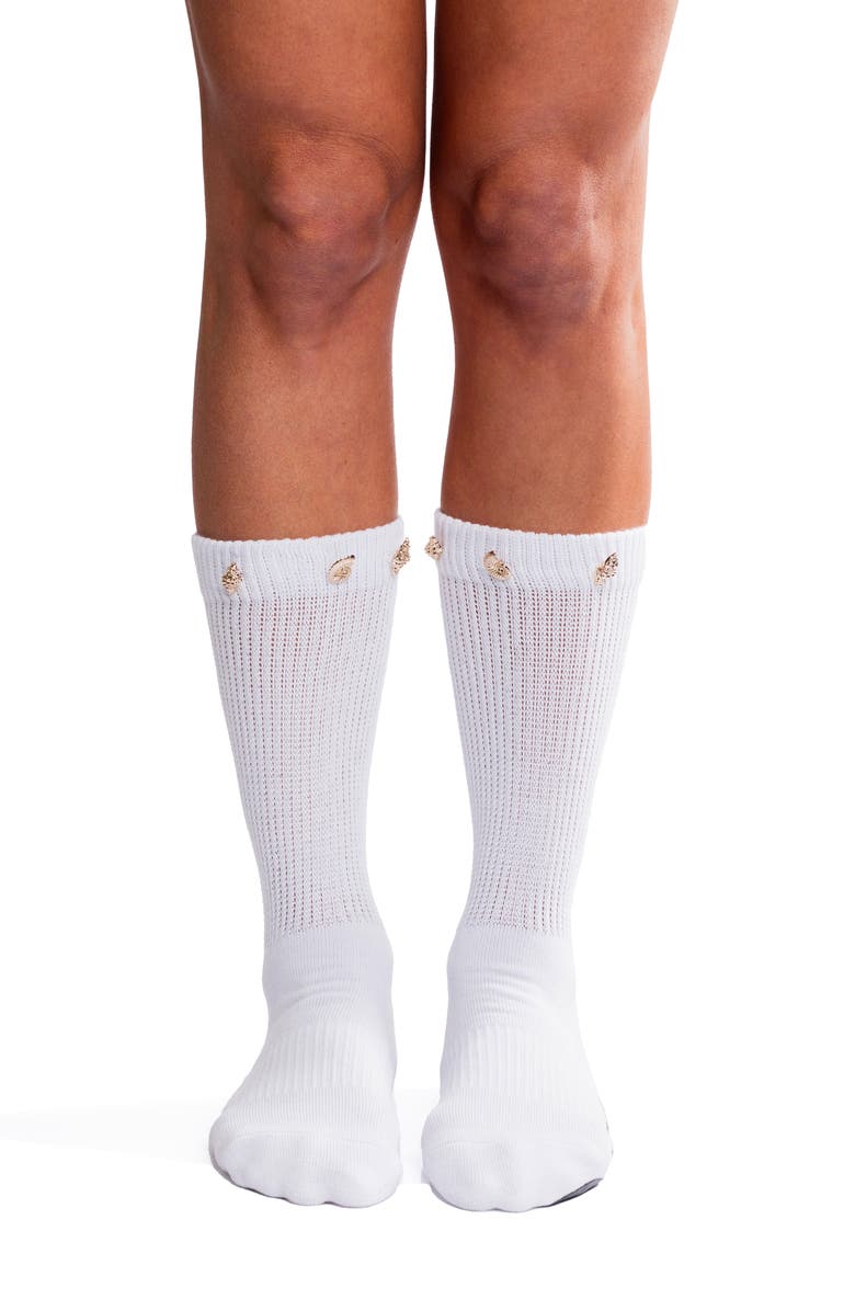 Arebesk Seashell Slouchy Grip Crew Socks, Alternate, color, White