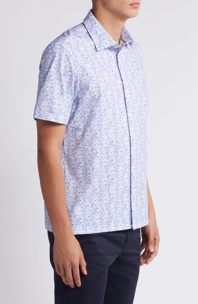 Bugatchi Milo OoohCotton<sup>®</sup> Floral Short Sleeve Button-Up Shirt, Alternate, color,