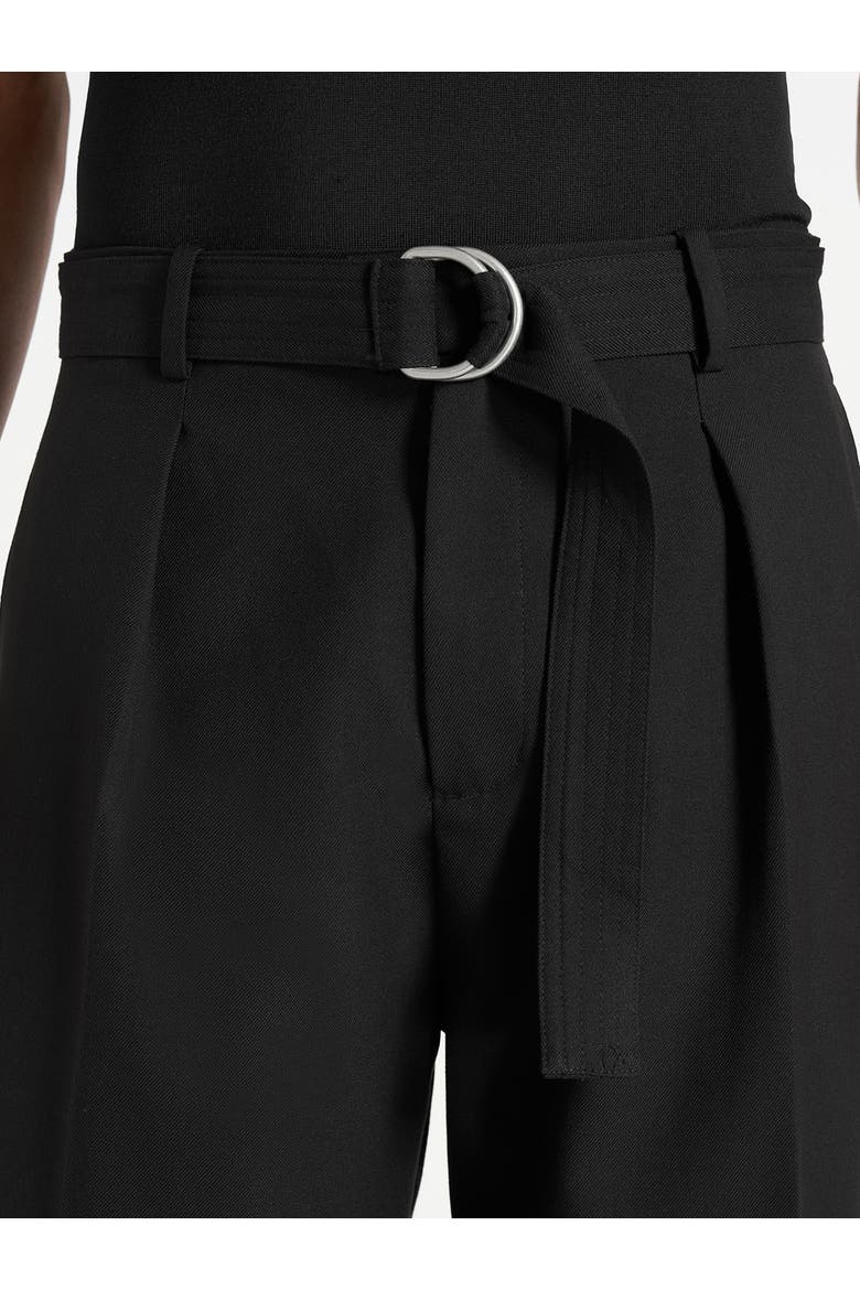 Loic Wide Leg Tailored Trousers With Belt, Alternate, color, Black