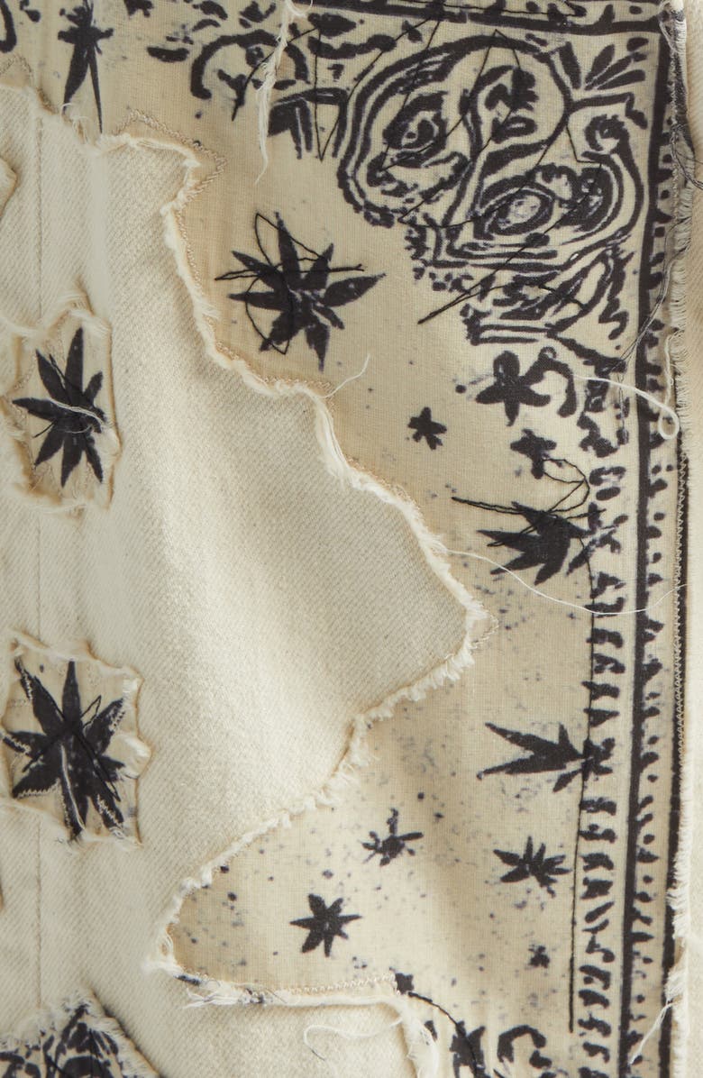 R13 X-Boyfriend Crop Jeans, Alternate, color, Ecru Bandana Applique