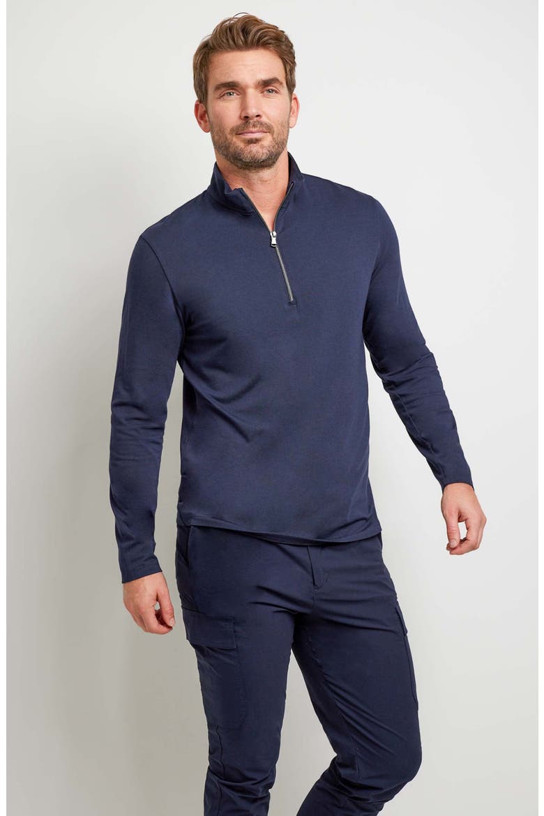 Charlie Zip Pima Top, Alternate, color, Navy