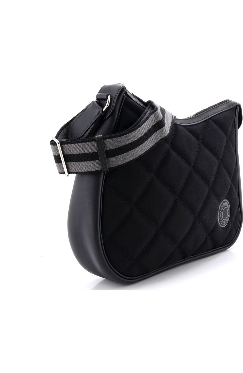 Pre-Owned Hermes Horseback Shoulder Bag Woolycot Canvas and Leather, Alternate, color, Noir
