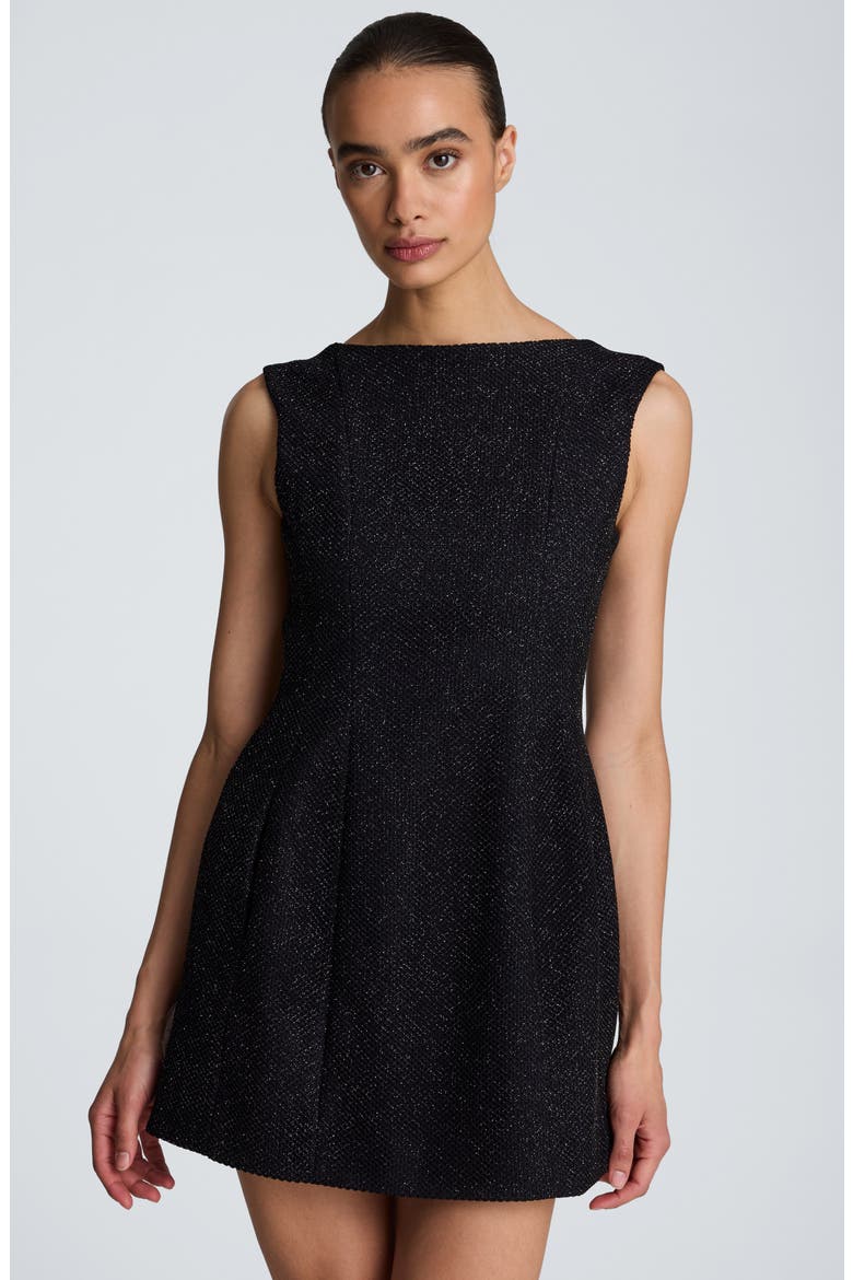 Metallic Sleeveless Minidress, Alternate, color, BLACK