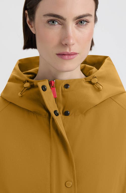 Hunter Violet Hooded Long Trench Coat In Yellow