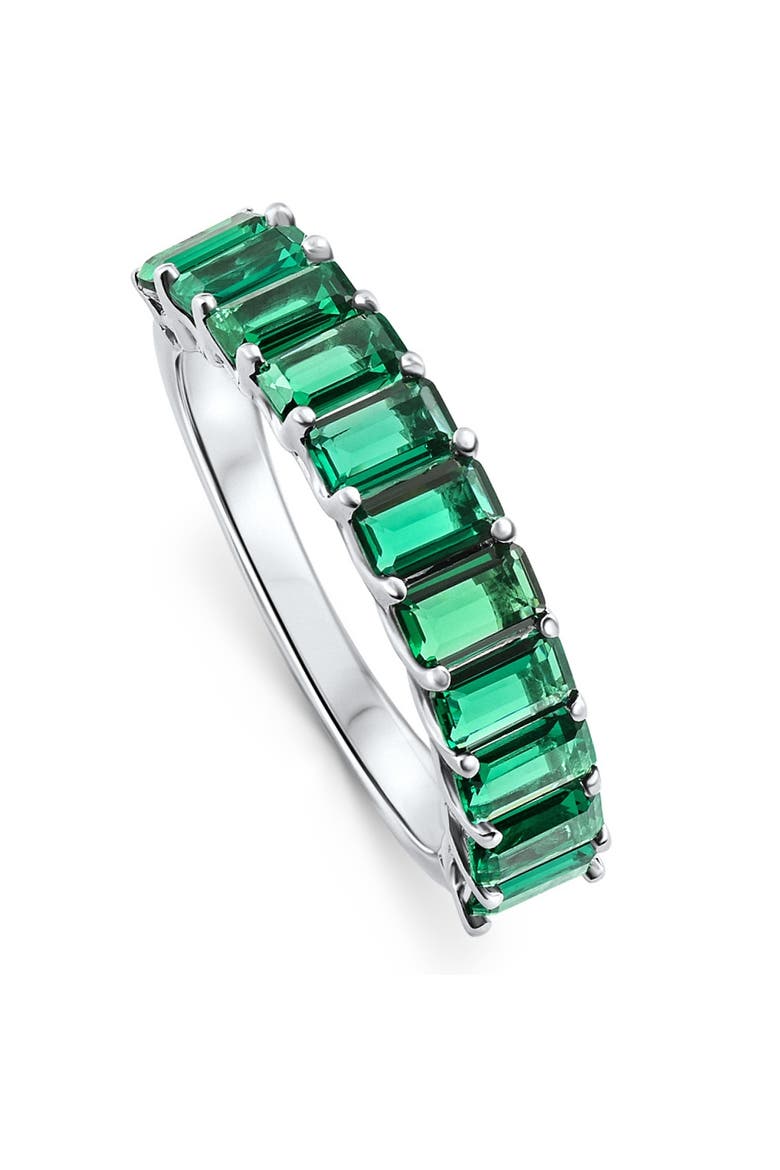 2.50Ct Emerald 11-Stone Wedding Anniversary Ring Stackable 14k Gold Band, Main, color, 14k White Gold
