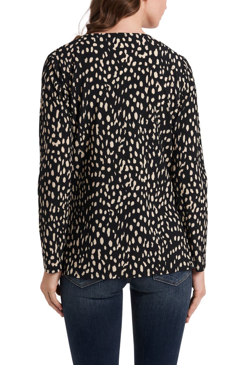 Animal Print Tie Neck Cardigan, Alternate, color, RICH BLACK