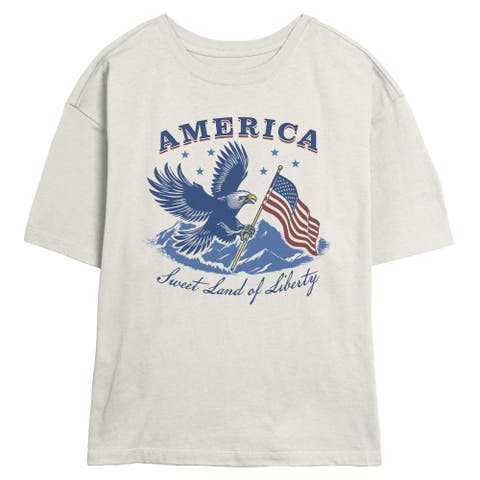 Junior's Sweet Land America Short Sleeve Skimmer T-Shirt