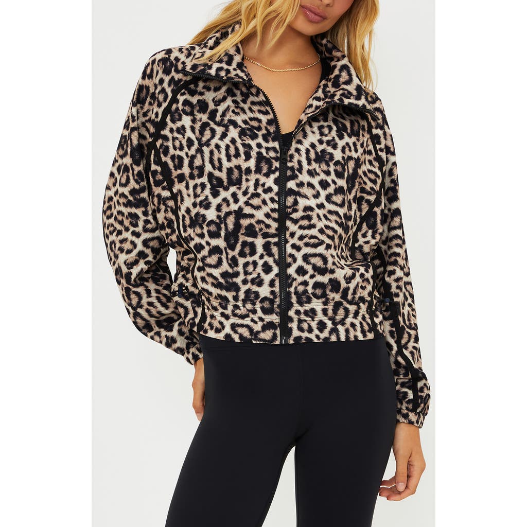 Beach Riot Casen Leopard Print Zip Jacket In Black