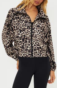 Beach Riot Casen Leopard Print Zip Jacket
