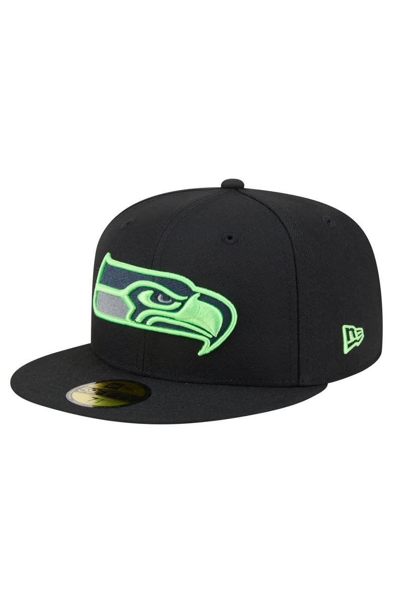 New Era Men's New Era  Black Seattle Seahawks Color Pop 59FIFTY Fitted Hat, Main, color, Black