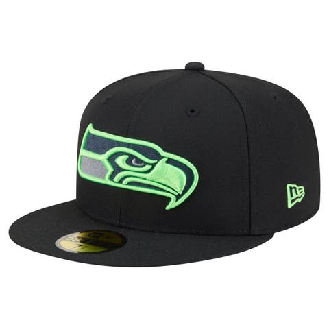Men's New Era  Black Seattle Seahawks Color Pop 59FIFTY Fitted Hat