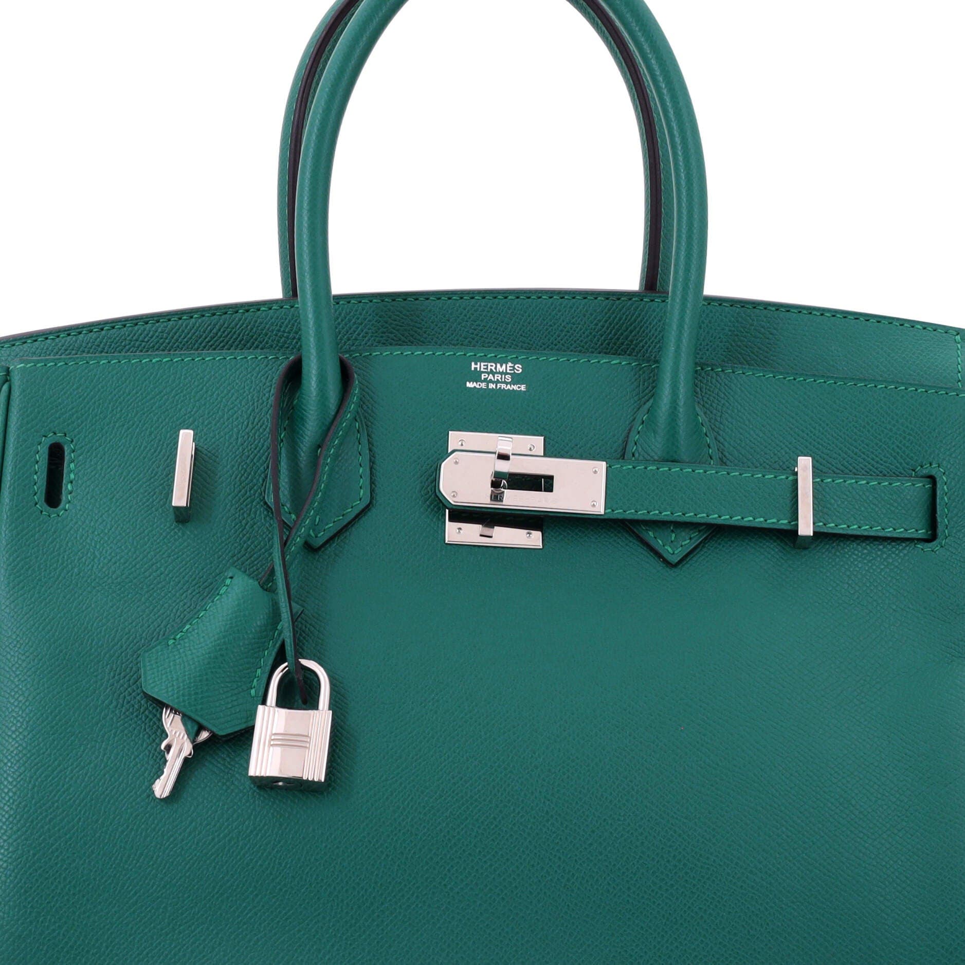 Birkin Handbag Green Epsom with Palladium Hardware 30, Alternate, color, Green