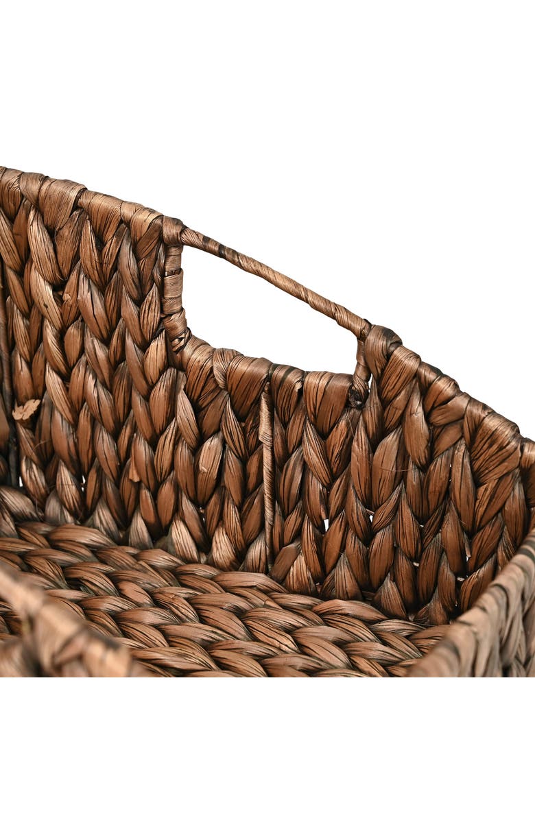 HAPPIMESS Havanah Southwestern Hand-Woven Hyacinth Slanted Nesting Baskets with Handles, Natural, Alternate, color, Brown