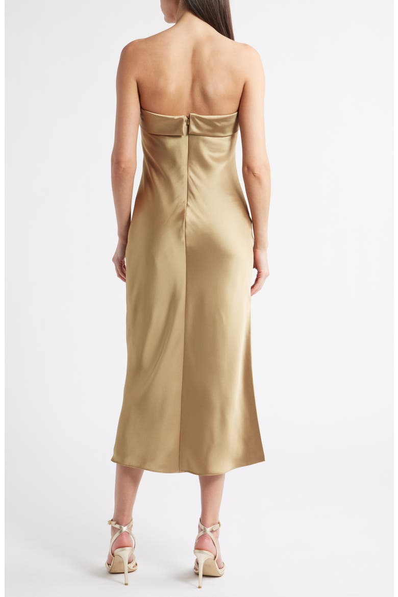 Faye Strapless Satin Cocktail Dress, Alternate, color, GOLD