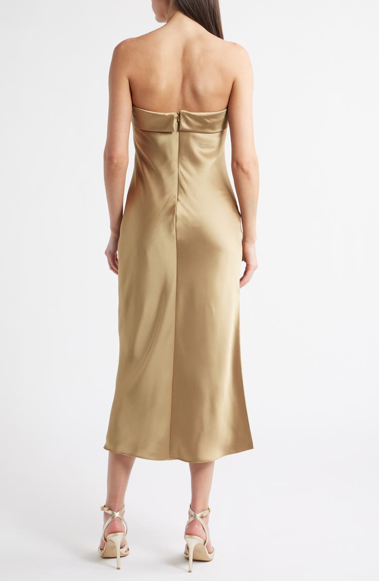 Amsale Faye Strapless Satin Cocktail Dress, Alternate, color, Gold