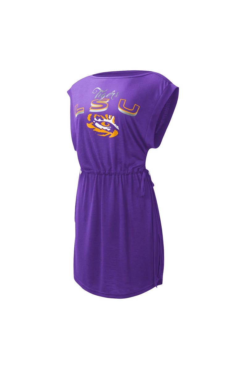 G-III 4HER BY CARL BANKS Women's G-III 4Her by Carl Banks Purple LSU Tigers GOAT Swimsuit Cover-Up Dress, Alternate, color, 