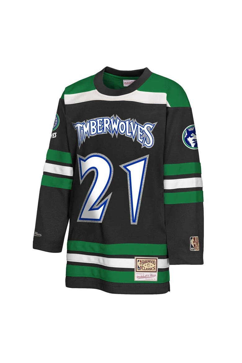 Youth Mitchell & Ness Kevin Garnett Black Minnesota Timberwolves Maxxed Out 2.0 Fashion Hockey Jersey, Alternate, color, Black