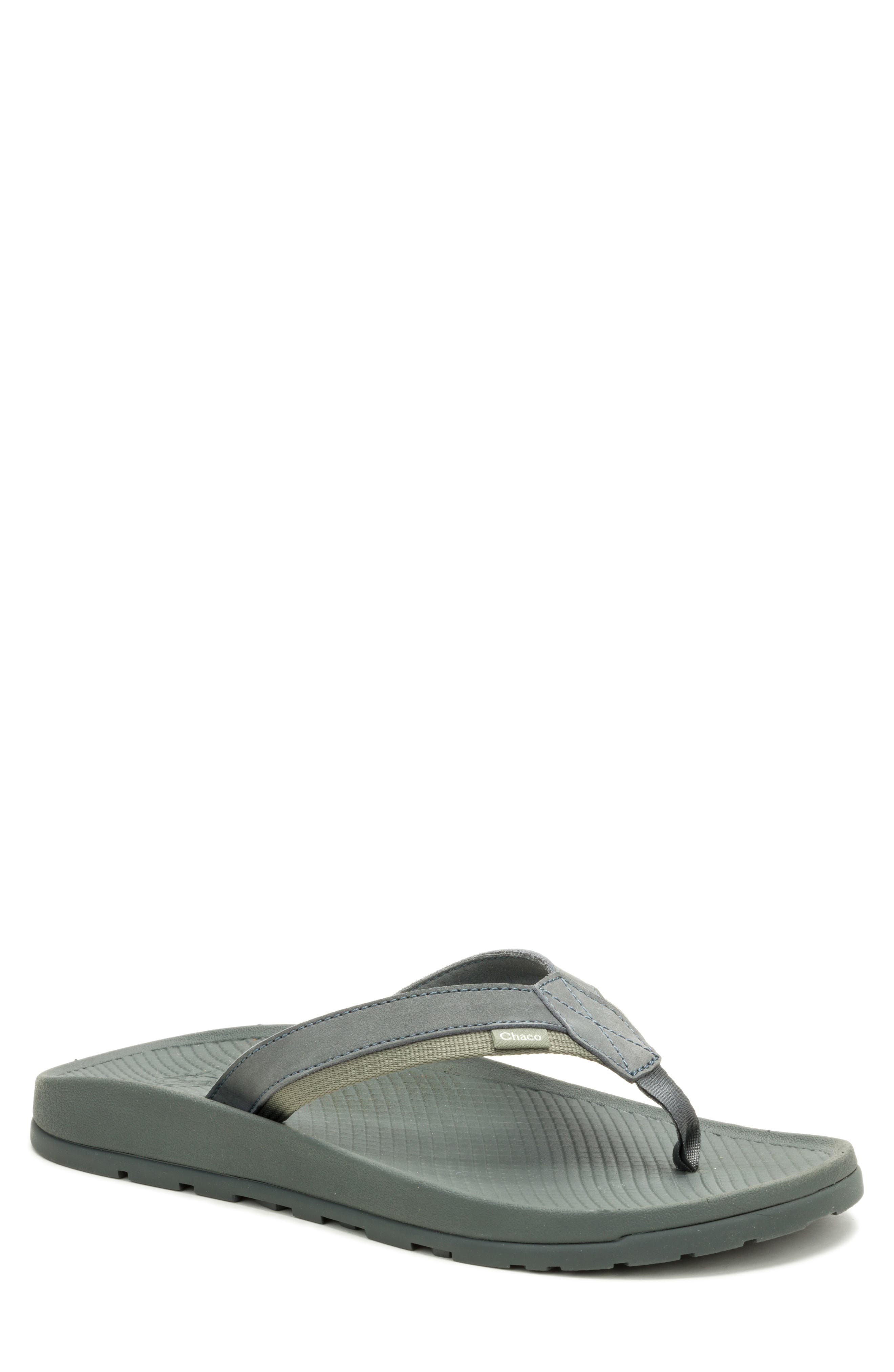 Chaco Lowdown Leather Flip Flop In Gray