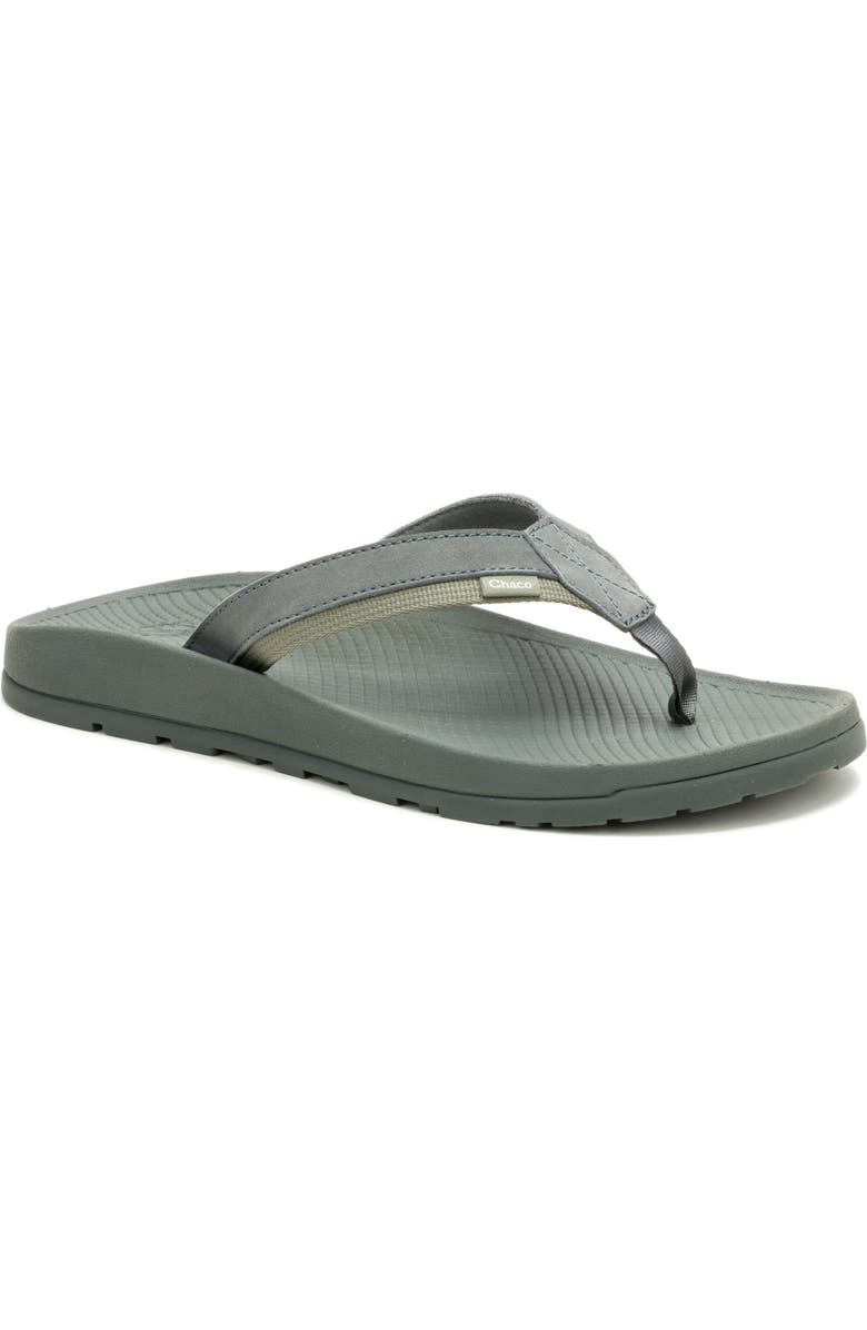 Chaco Lowdown Leather Flip Flop, Main, color, Alloy