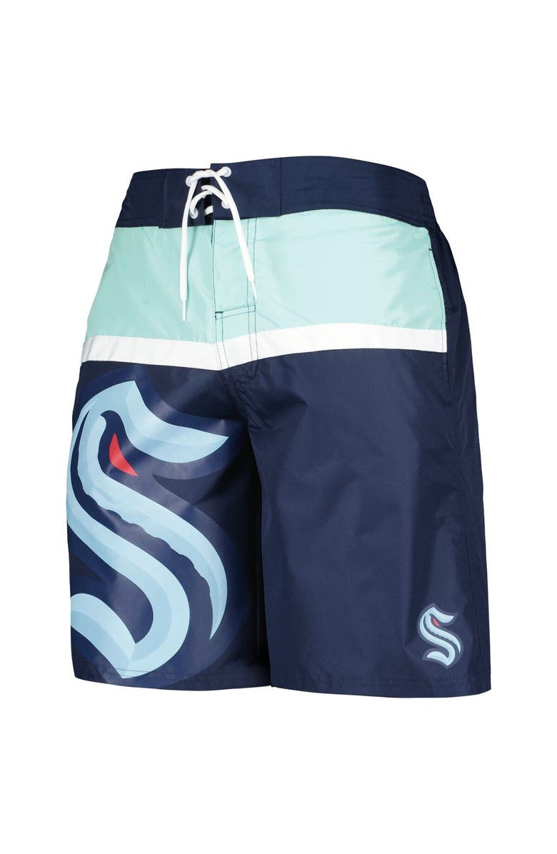 STARTER Men's Starter Deep Sea Blue Seattle Kraken Sea Wind Swim Trunks, Alternate, color, Navy