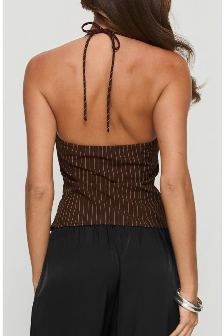 Cherise Bead Detail Halter Top, Alternate, color, BROWN PINSTRIPE